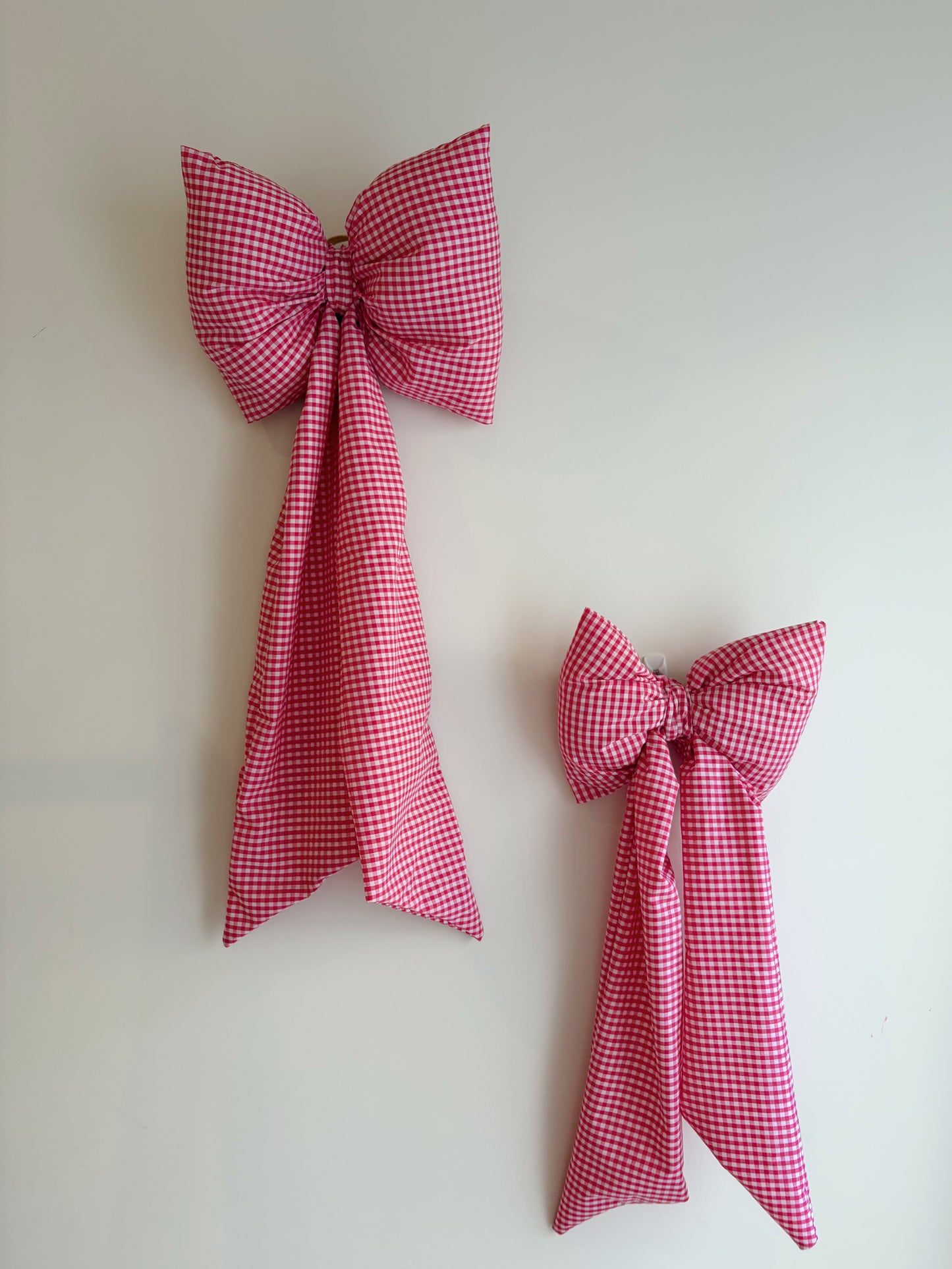 FABRIC BOW - PINK GINGHAM