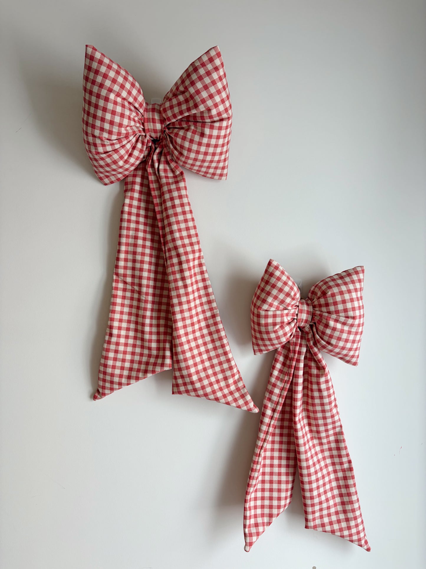 FABRIC BOW - RED / NATURAL GINGHAM