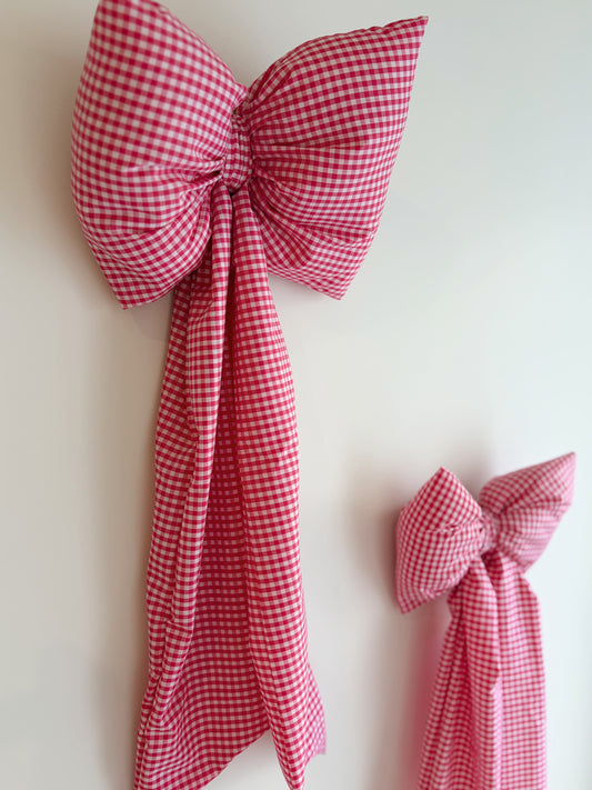 FABRIC BOW - PINK GINGHAM