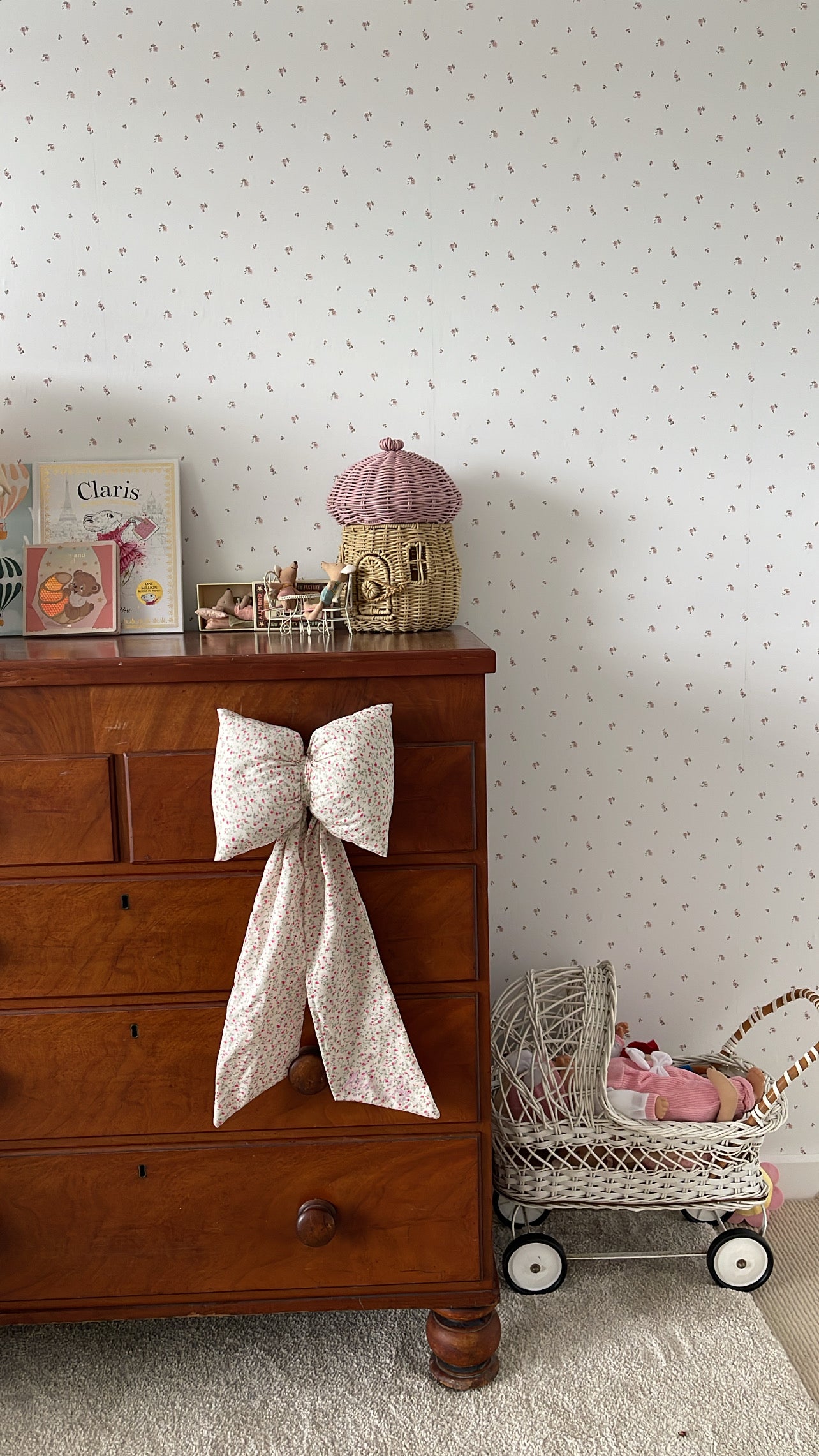 FABRIC BOW - COTTAGE ROSE