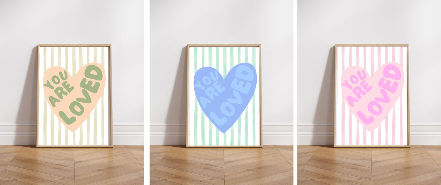 YOU ARE LOVED - OLIVE GREEN  - ART PRINT